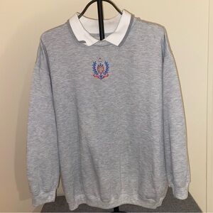 Vintage 90's Jaclyn Smith Sport Gray Crewneck Sweater Embroidery Detail Size XL